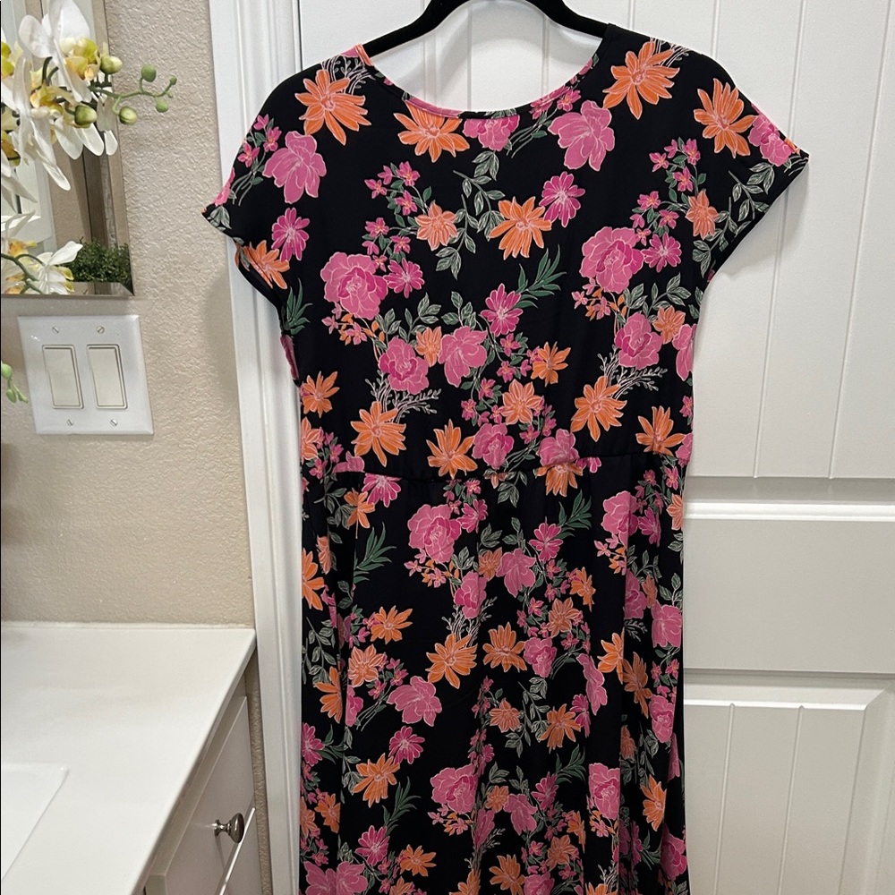 Adore Me Black Dress with Pink and Orange Floral